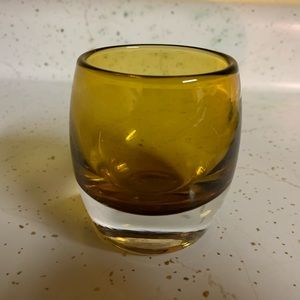 Crate & Barrel Amber Glass Votive Candle Holder Small